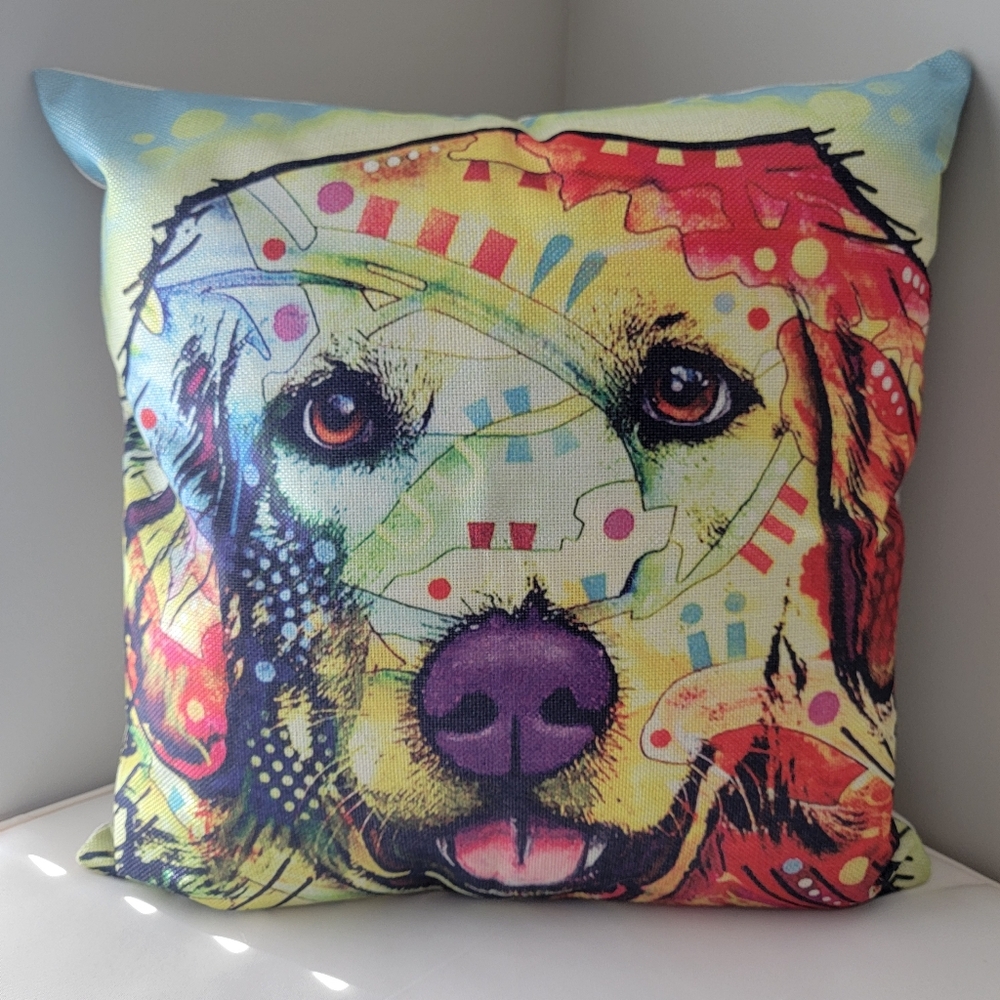 Dog Design Colorful Dog Print Throw Pillow cover